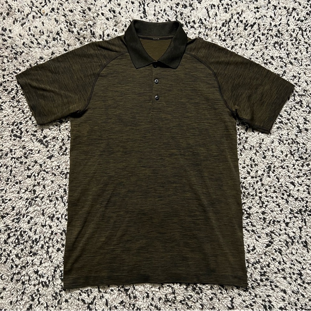 Lululemon Metal Vent Tech Polo Shirt Heather Green Short Sleeve Men’s Medium